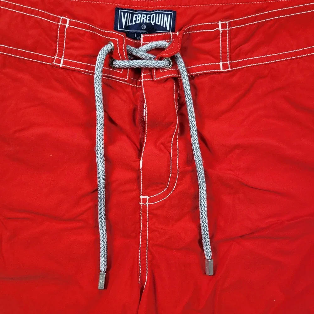 Vilebrequin Men's XXL Red Spellout Logo Flat Front Boardshorts Swim Trunks